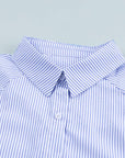 Stripe Smocked Cuff Buttoned Shirt