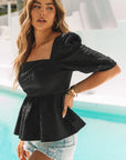 Adelina Square Neck Puff Sleeve Blouse