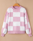 Checker Bishop Sleeve Sweater