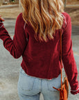 Daisy Textured Round Neck Long Sleeve Top