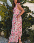 Floral Lace Tied-Strap Empire Waist Maxi Dress