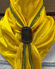 35X35" Solid Yellow Wild Rag / Scarf - Leather Slide and Bolo Tie