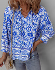 Boho Tied Neck 3/4 Sleeve Blouse