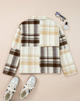 Plaid Patchwork Side Pocket Button-Up Shacket