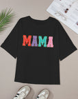 MAMA Chenille Patched Crew Neck Top