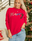 Reagan Tinsel Merry Letter Sweater