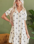 Logan Bowknot Bubble Sleeve V Neck Dress