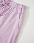 Mineral Wash Reverse Seam Drawstring Elastic Waist Pants