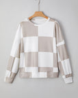 Checker Waffle Knit Long Sleeve Top