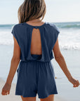 Kassidy Knit Open Back Cap Sleeve Drawstring Romper