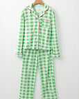 Christmas Plaid Contrast Trim Pajama Set