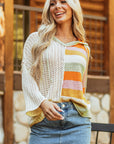 Harper Oversized Colorblock V Neck Hooded Sweater