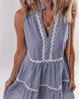 Macie Sleeveless Notched V Neck Ric Rac Dress
