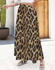 Baha Ranch Retro Pop Western Leopard Print Maxi Prairie Skirt