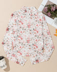Floral Mesh Long Sleeve Mock Neck Top
