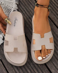 Henley Cutout Design Open Toe Platform Slippers