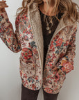 Floral Sherpa Lined Hooded Jacket
