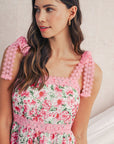 Green Floral Lace Tied Strap Empire Waist Maxi Dress