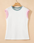 Colorblock Corded Knit Crewneck Tee
