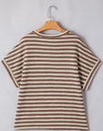Abby Stripe Textured Side Slits Top
