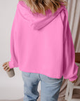 Kate Fleece Lined Half Zipper Kangaroo Pockets Loose Hoodie