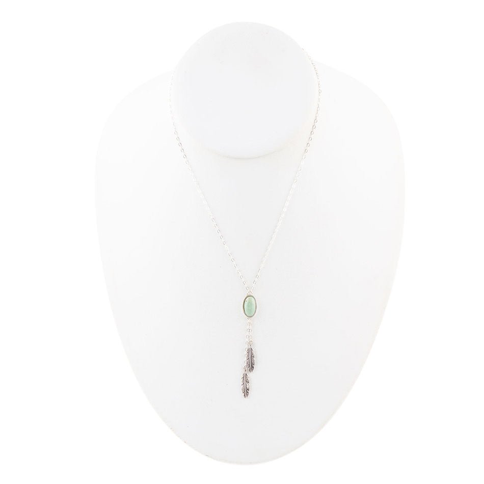Feather Green Turquoise and Sterling Silver Necklace