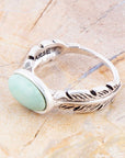 Feather Green Turquoise and Sterling Silver Ring