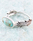 Feather Sterling Silver and Blue Turquoise Ring