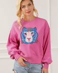Regina Chic Tiger Embroidered Casual Sweatshirt
