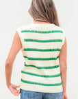 Ivey Striped Round Neck Casual Sweater Vest