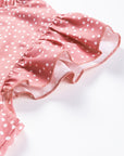Marlowe Polka Dots Ruffle Flutter Sleeve Frilled Neck Blouse