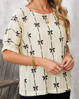 Bow Textured Puff Sleeve Top