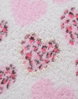 Heart Leopard Pearled Fuzzy Sweater