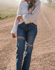 Colorblock Tied Keyhole Sweater