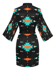 Orange Turquoise Women's Lounge Kimono Robe