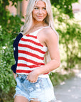 Stars and Stripes Flag Pattern Knitted Tank