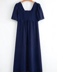 Buttoned Short Sleeve Midi Dress