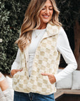 Stevie Sherpa Checkerboard Button Vest With Pocket