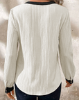 Colorblock Textured V-Neck Blouse