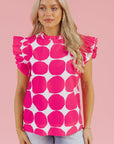 Loretta Bubblegum Pattern Frilled Top