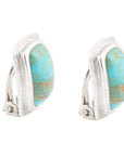 Fiji Isles Blue Turquoise Sterling Silver Clip Earrings