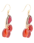 Filigreed Merlot Red Quartz Golden Drop Earrongs