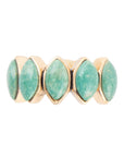 Five Stone Green Turquoise and Golden Bronze Ring