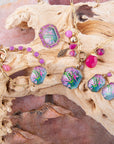 Flamingo Pink Agate Golden Statement Ring