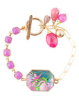Flamingo Pink Agate Golden Link Bracelet