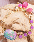 Flamingo Pink Agate Golden Link Bracelet