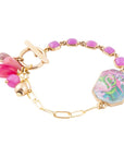 Flamingo Pink Agate Golden Link Bracelet