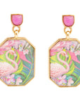 Flamingo Pink Agate Golden Post Drop Earrings
