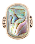 Floral Bloom Blue Abalone Golden Statement Ring