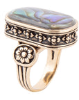 Floral Bloom Blue Abalone Golden Statement Ring